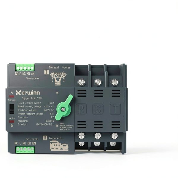 Mini ATS Automatic Transfer Switch 100 amp Manual Transfer Switch Power Transfer Switch 220V Dual Power Electrical Selector Switches DIN Rail Mount（3P）-3
